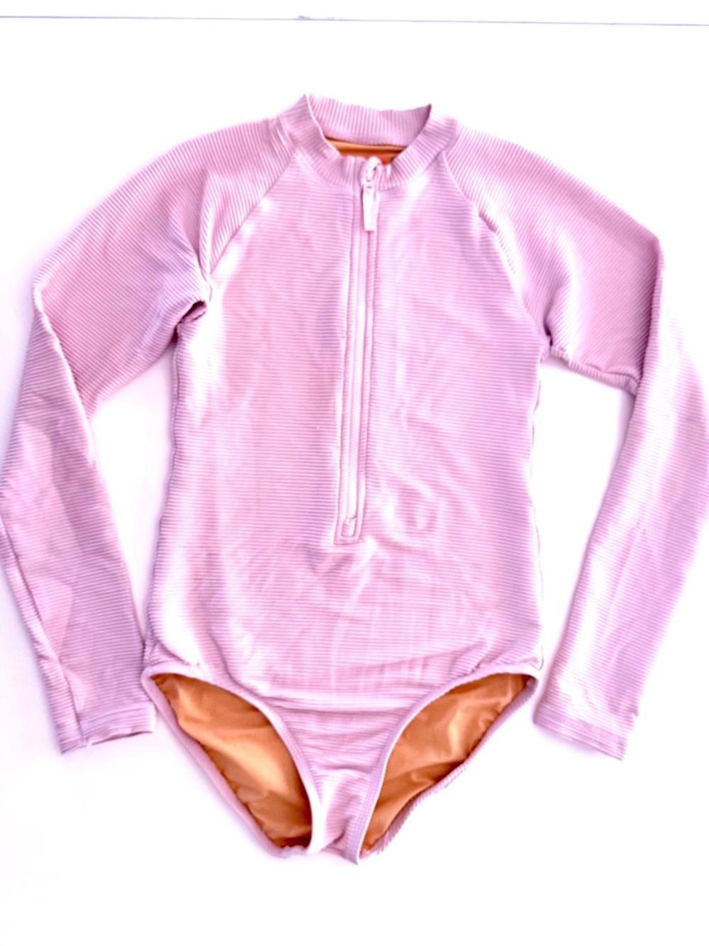 Crewcuts Ribbed UPF  Long Sleeve Rashguard Swimsuit Pale Pink SO PRETTY!!